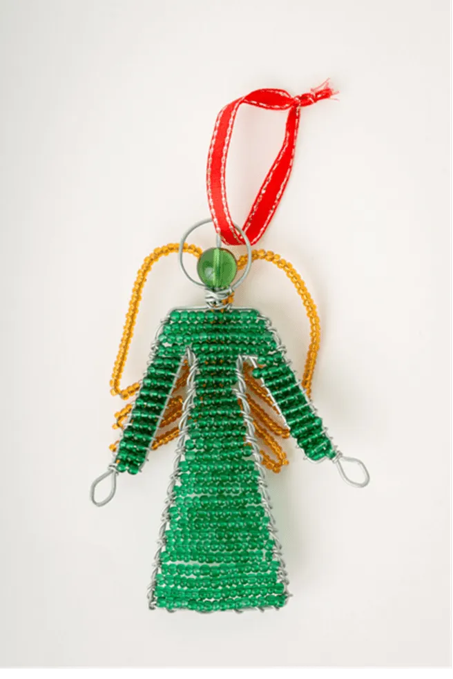image (18) handcrafted african angel ornament green beadwork