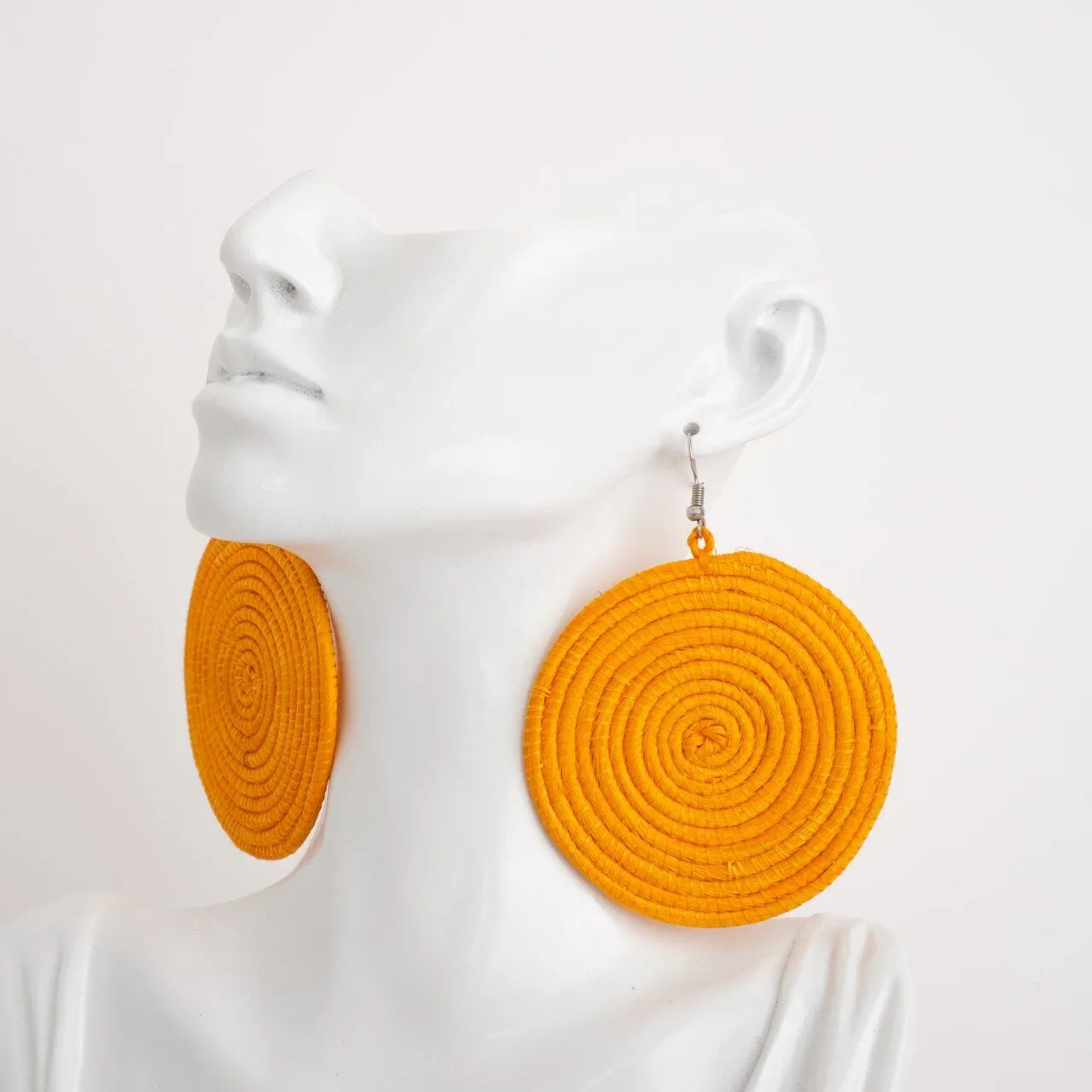 Africana Wooven Sisal Earrings in Bright Color Orange 1280x1280px Africana Wooven Sisal Earrings in Bright Color Orange