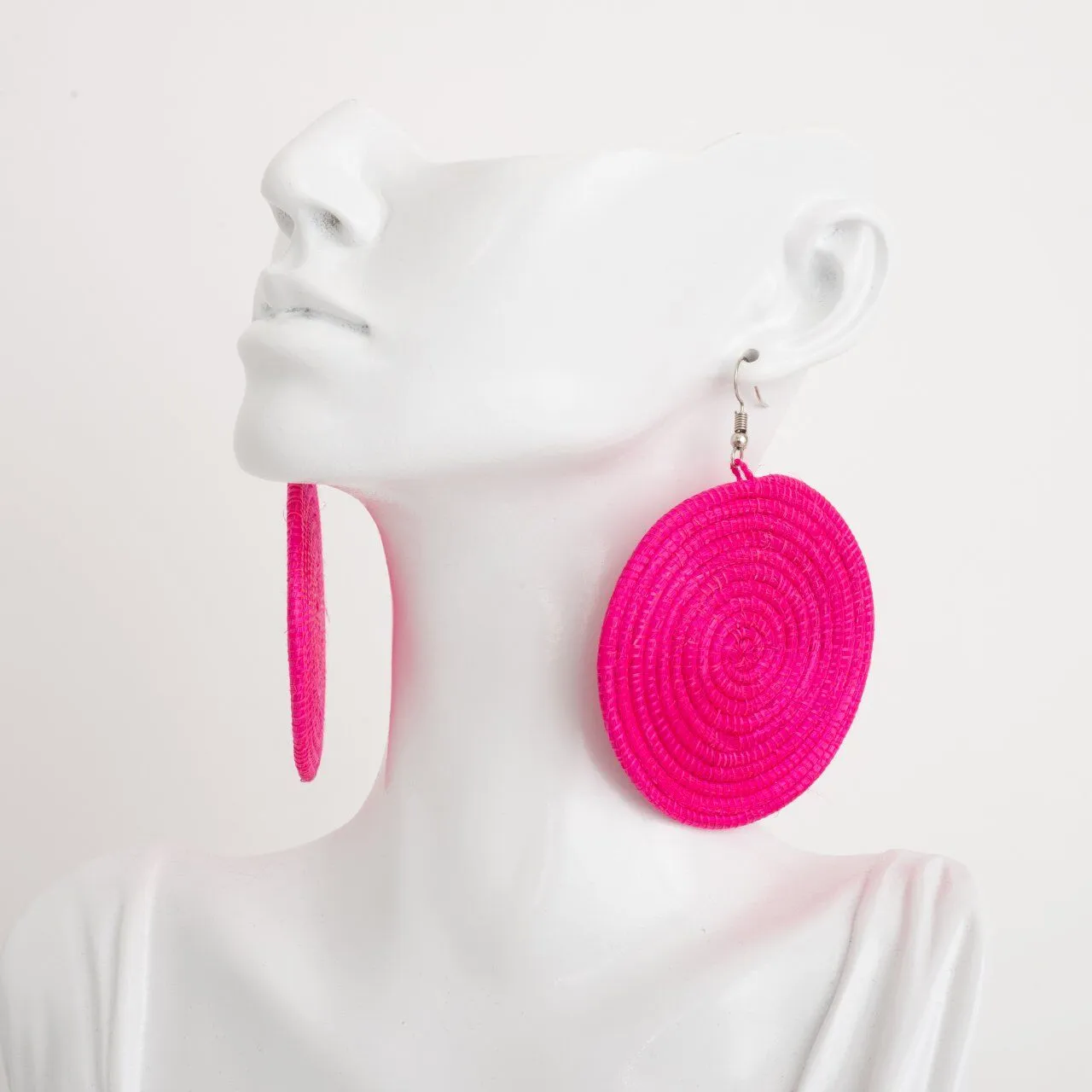Africana Wooven Sisal Earrings in Bright Color Pink 1280x1280px Africana Wooven Sisal Earrings in Bright Color Pink