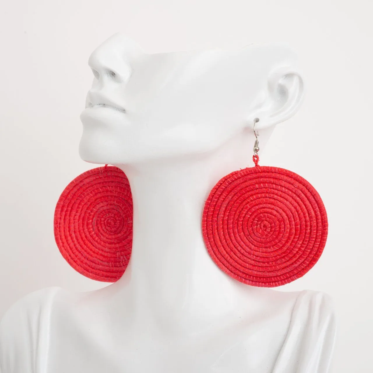 Africana Wooven Sisal Earrings in Bright Color Red 1280x1280px Africana Wooven Sisal Earrings in Bright Color Red
