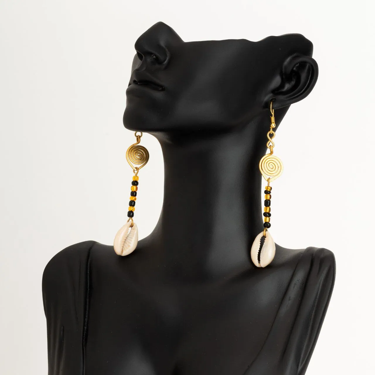 Brass with Shell Beaded Earrings 1280x1280px Brass with Shell Beaded Earrings