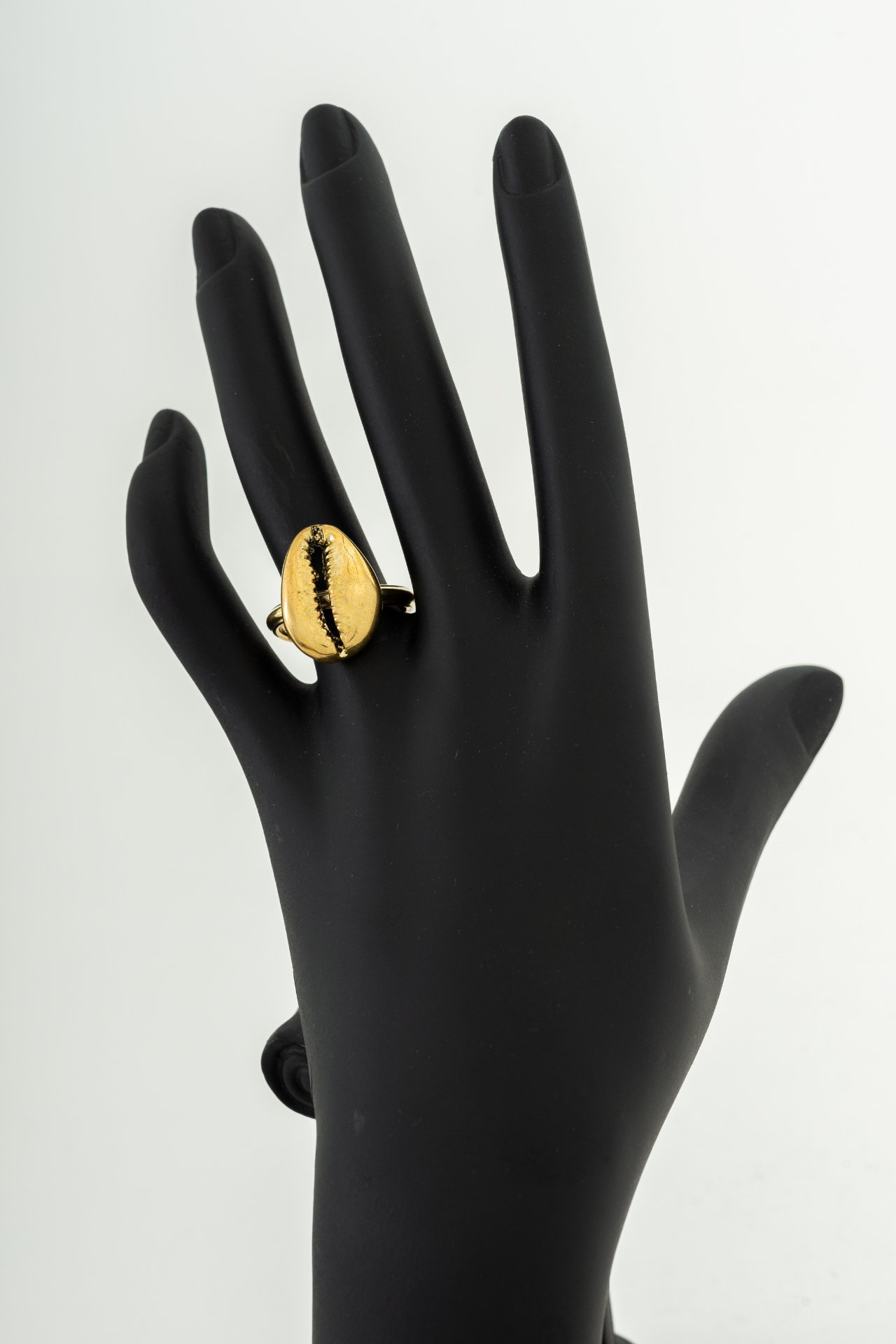 Adjustable Brass Cowrie Shell Ring
