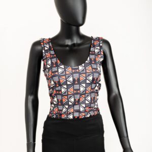 Africana Strong Top Tanks Orange Black White
