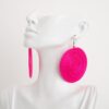 Africana Wooven Sisal Earrings in Bright Color Pink