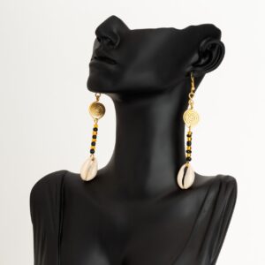 Brass with Shell Beaded Earrings