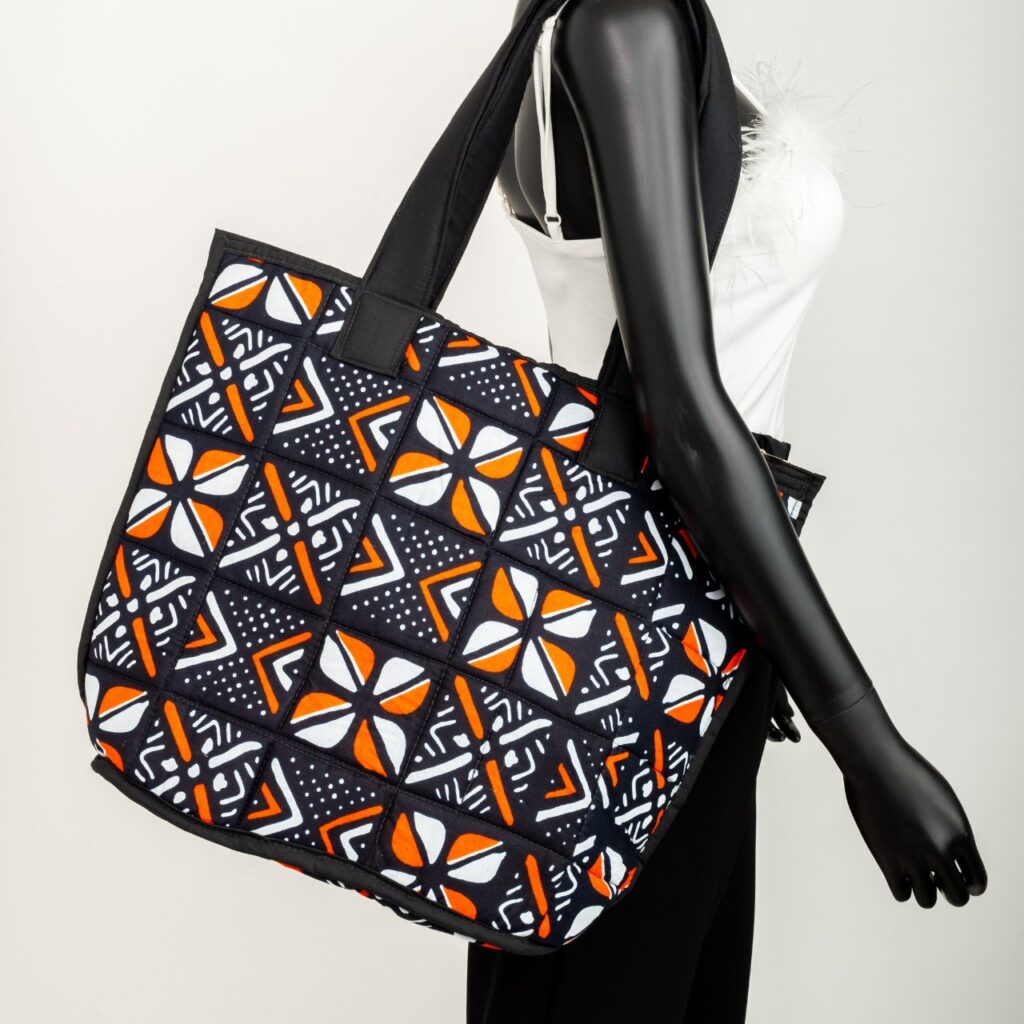 Large Kitenge Bags Orange Black White