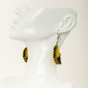 Yellow and Black Half moon beaded earrings