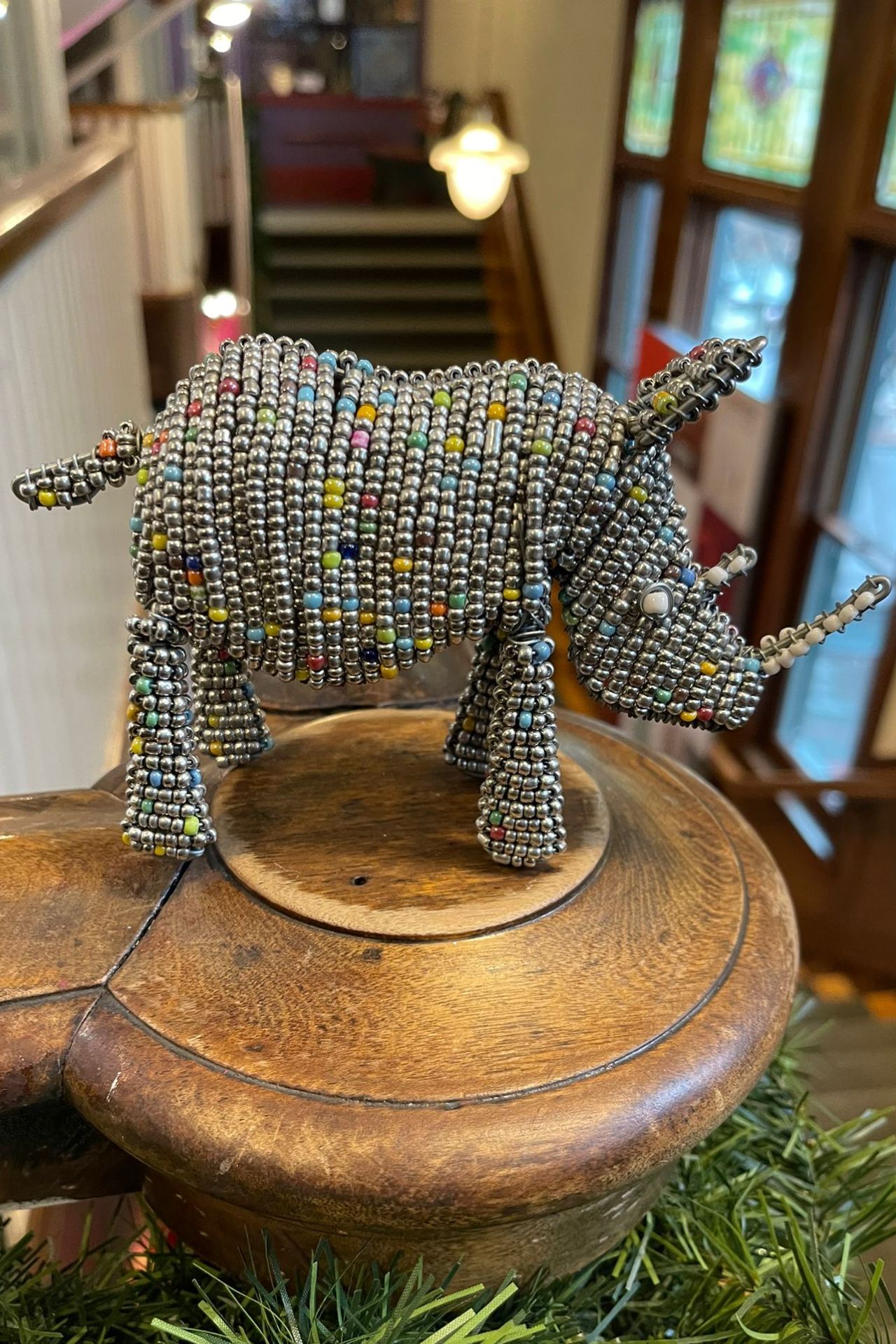 Beaded Rhino Sculpture