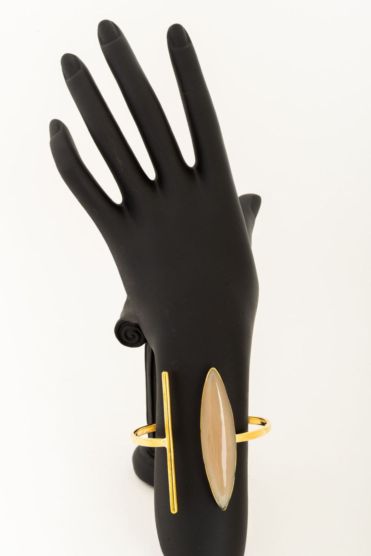 African Brass and Horn Cuff Bracelet Beige African Brass and Horn Cuff Bracelet Beige