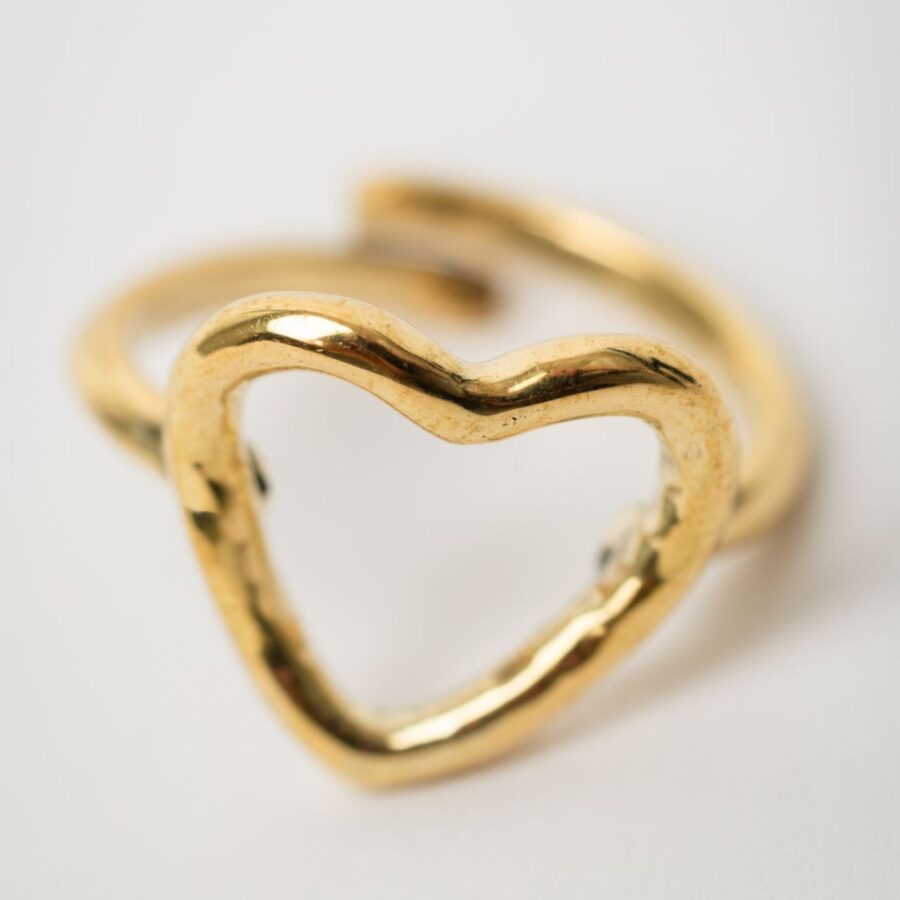 Heart Adjustable Brass Ring