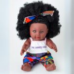 The Aimee Doll in Black Afro Hair and Branded Jumpsuit - dark skin color