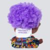The Aimee Doll in Purple Afro Hair Branded Dress - Dark Skin Back The Aimee Doll in Purple Afro Hair Branded Dress - Dark Skin