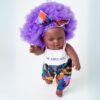 The Aimee Doll in Purple Afro Hair Branded Dress _ Dark Skin Standing The Aimee Doll in Purple Afro Hair Branded Dress _ Dark Skin
