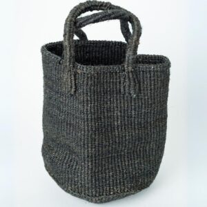 Black Sisal Basket Bag Open