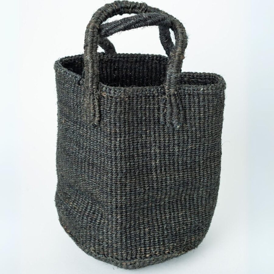 Black Sisal Basket Bag Open