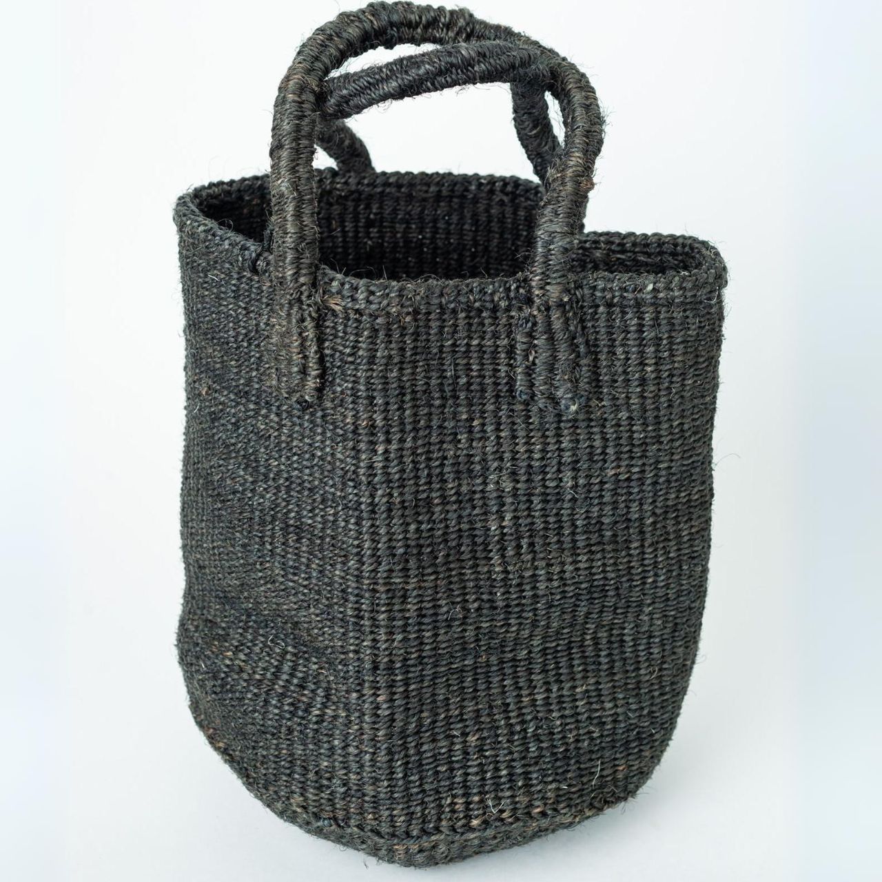 Black Sisal Basket Bag Open Black Sisal Basket Bag Open