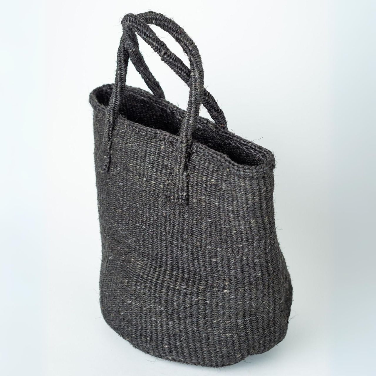 Black Sisal Basket Bag Side Black Sisal Basket Bag Side