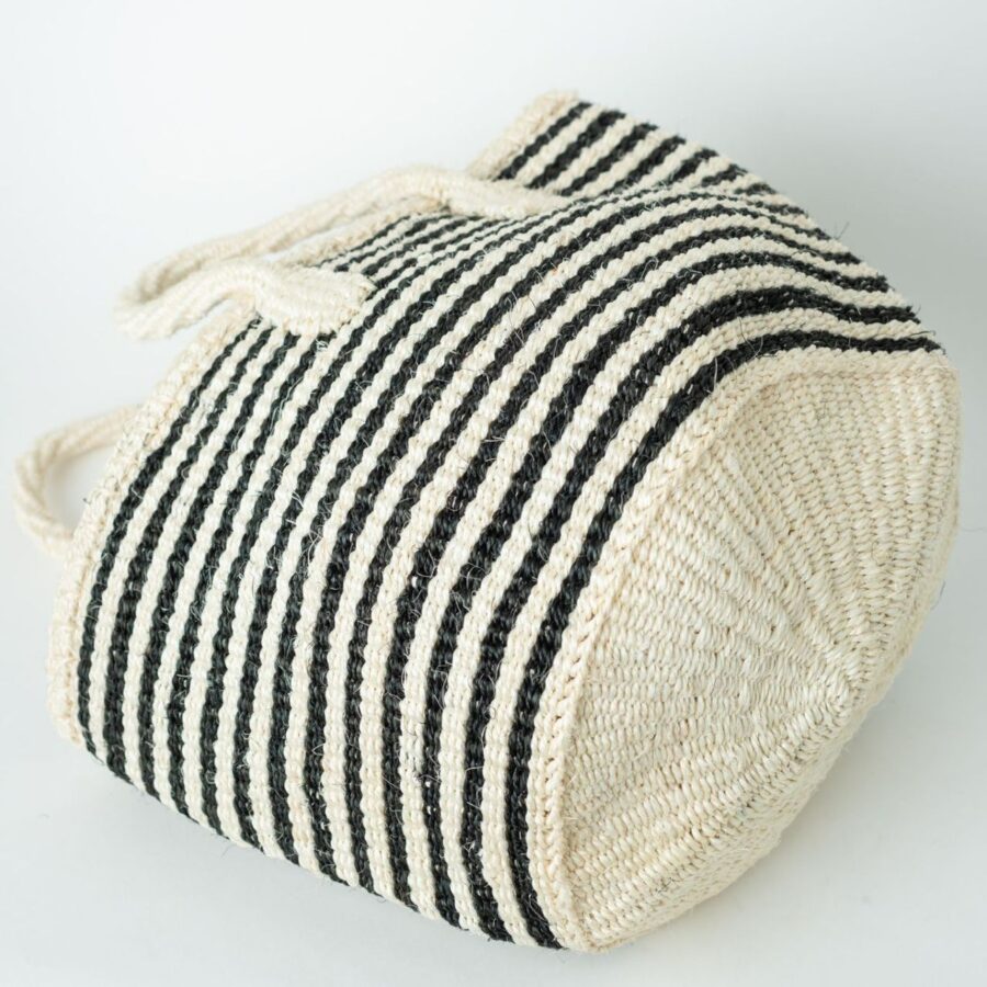 Black & White Stripe Sisal Narrow Bag Bottom