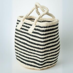 Black & White Stripe Sisal Narrow Bag Side