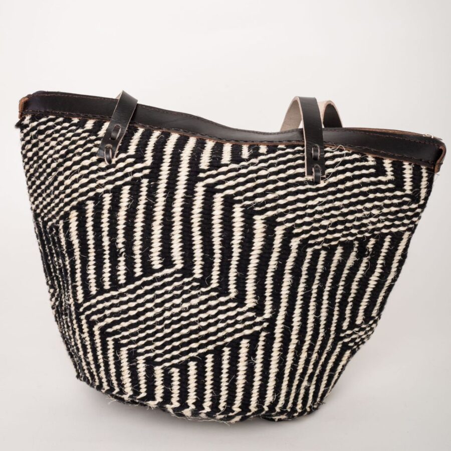 Zebra Black and White Sisal Bag with two handles