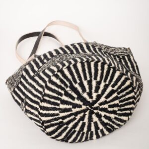 Zebra Black and White Sisal Bag with two handles base