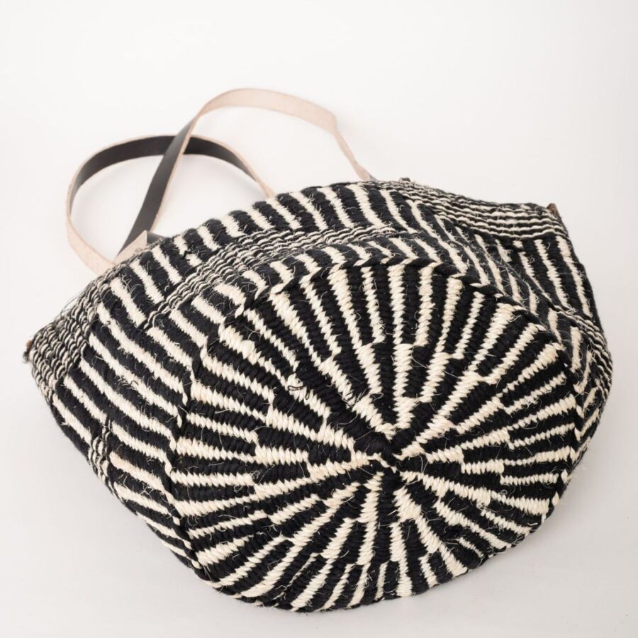 Zebra Black and White Sisal Bag with two handles base