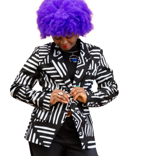 Black and White Geometric Blazer