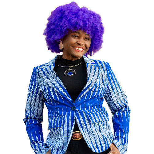 Blue with Wavy Black and White Pattern Blazer