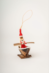 african santa rowing boat handmade christmas ornament