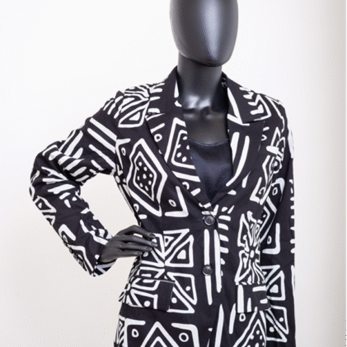Black and White Geometric Blazer
