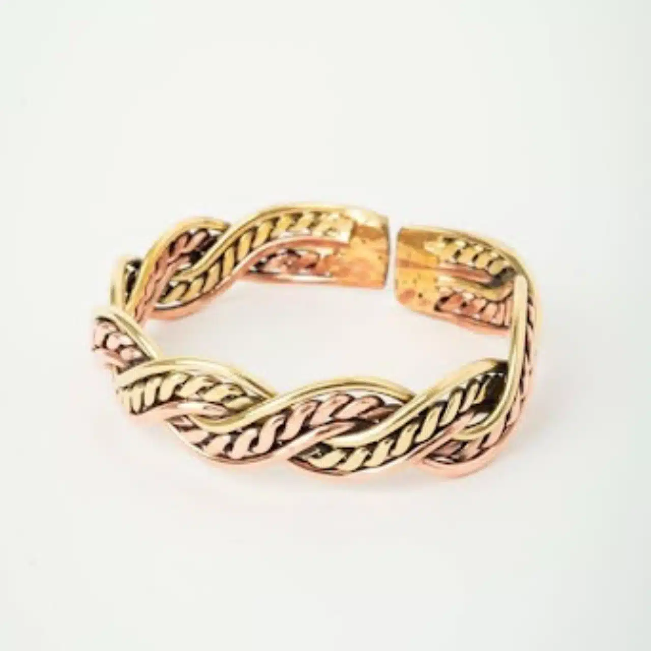 Brass and Copper Braided cuff bracelets