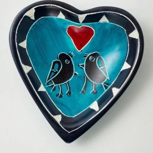 love birds heart bowl