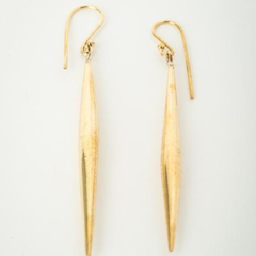 Mothers day gift Brass smooth stick dangly earrings—minimal, timeless, and effortless