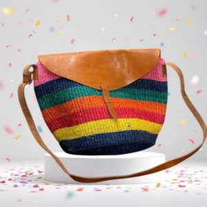 Rainbow Natural Fiber Crossbody Bag