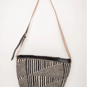 Natural Color Sisal Bag – Black and White Geometric (Crossbody Style)