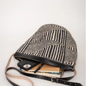 Natural Color Sisal Bag – Black and White Geometric (Cross bag)